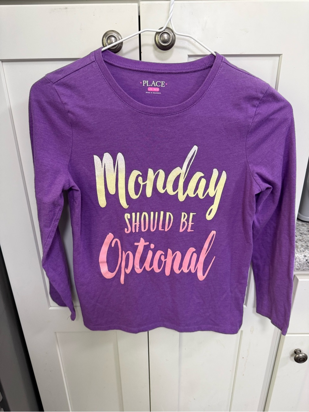 Place Purple Long Sleeve Tee with Yellow and Pink Script